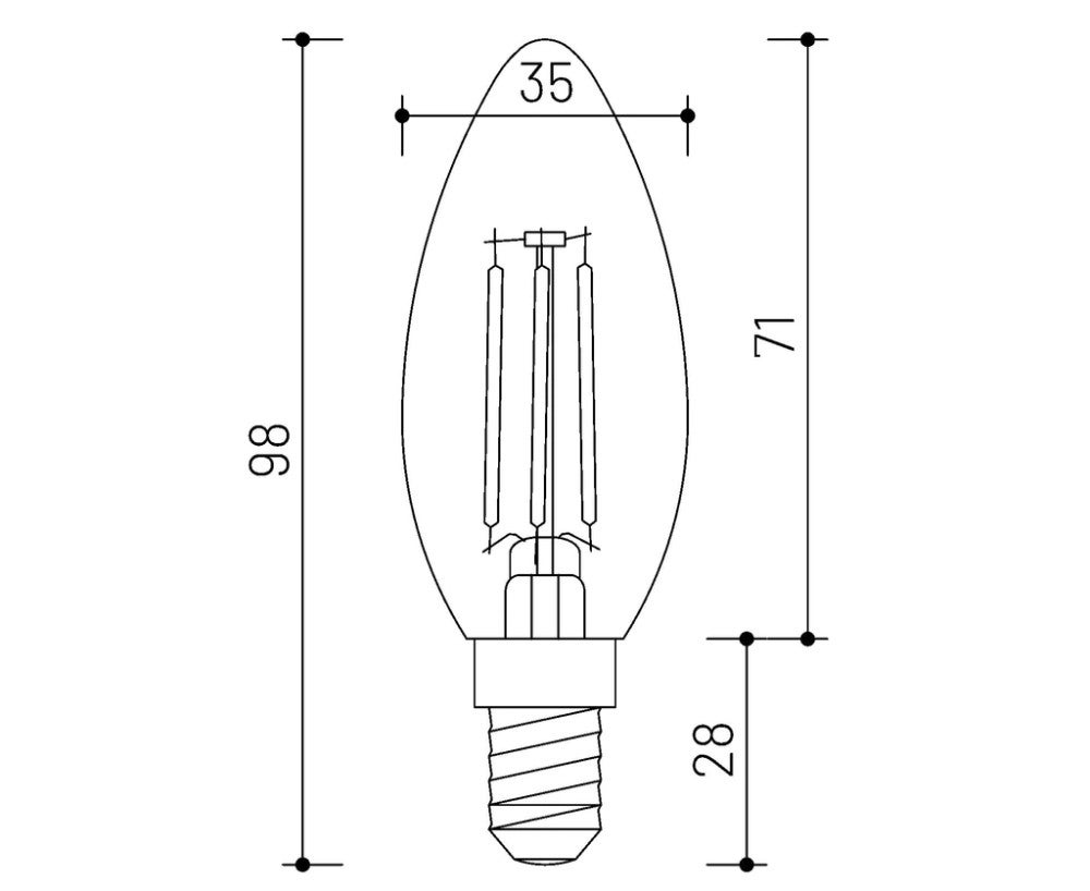 MINALOX LED Lampe C35 / E14 / 4W / 24V / 2700K